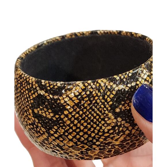 Womens Python Snake Print Wide Cuff Bangle Statement Bracelet Work Festival - Picture 2 of 4